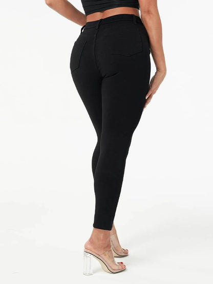 Women's Black High-Waisted Skinny Jeans -  Slim Fit Denim Pencil Pants