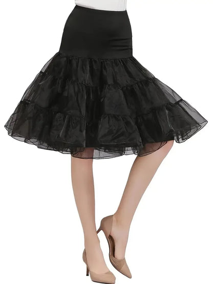 Women's Retro Tulle Petticoat Half Slip Tutu Underskirt - Various Colors