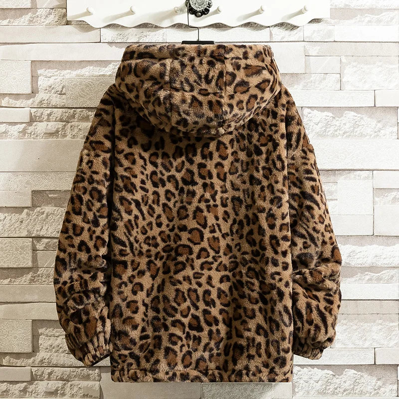 Unisex Leopard Printed Cotton-Padded Jacket