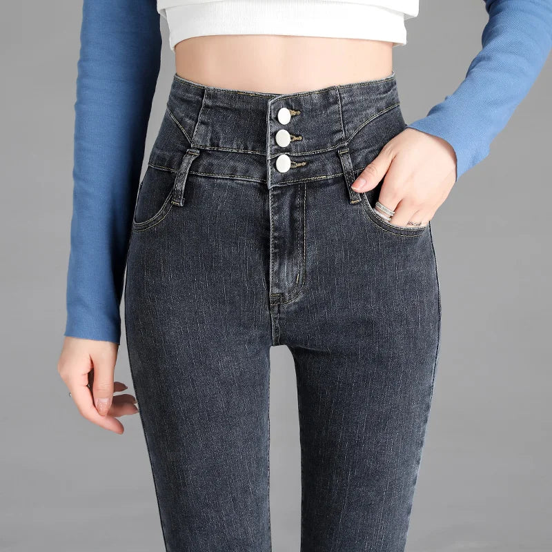 Women's Vintage High-Waisted Stretch Skinny Jeans