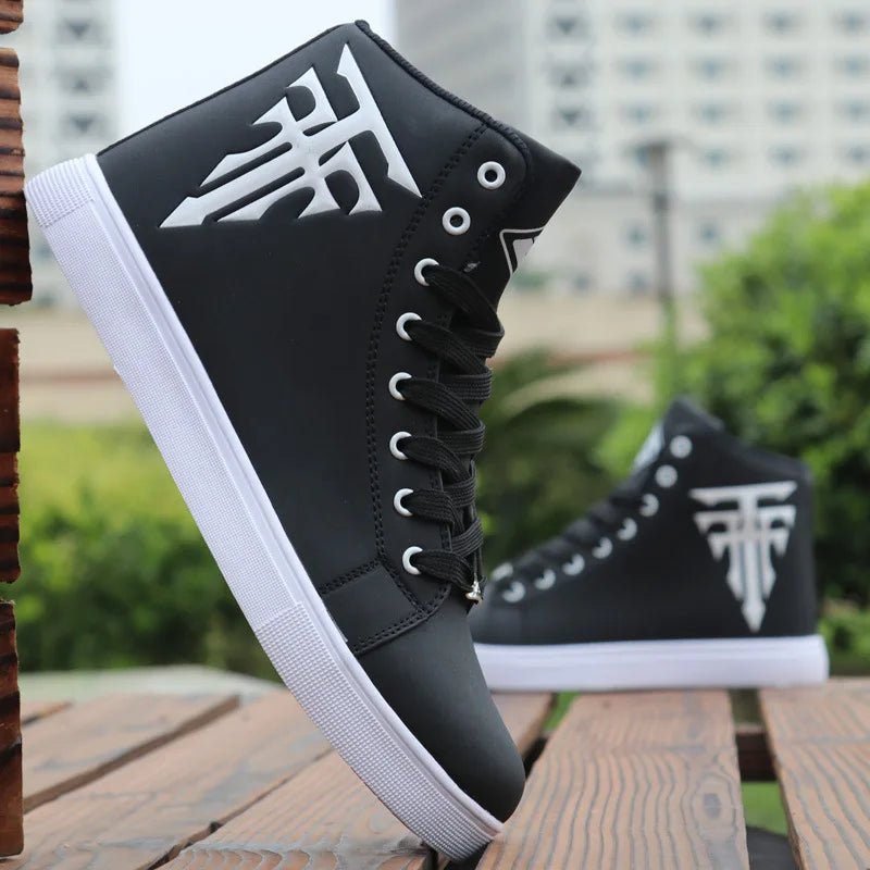 Men's High-Top Lace-Up Vulcanized Sneakers