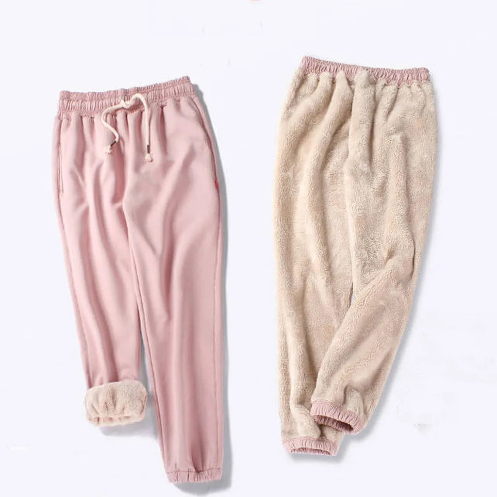 Women's Casual Style Thick Fleece Joggers - Various Colors