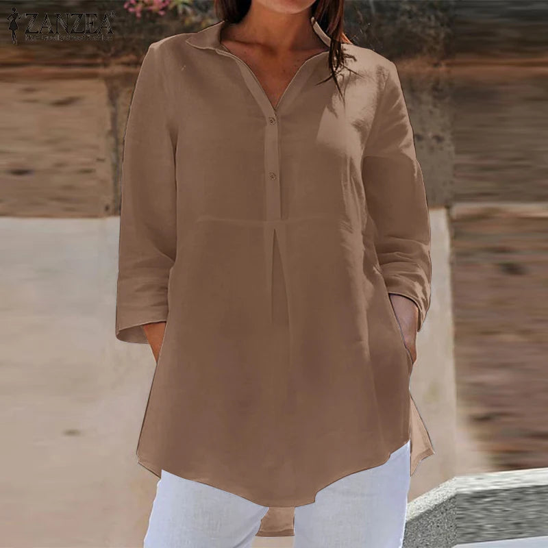 Womens 3/4 Sleeve Casual Style Shirt -  Loose Fit - Various Colors