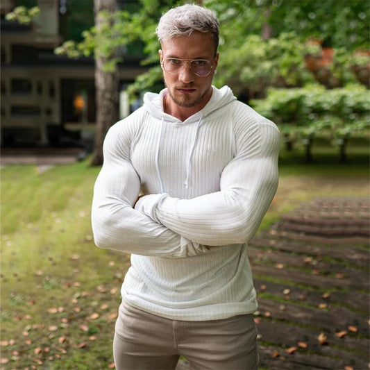 Men's Slim Fit Hooded Knit Sweater - Various Colors