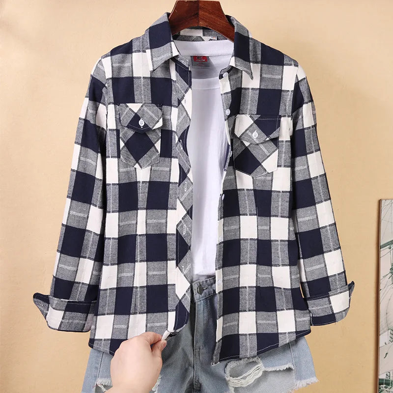 Casual Long Sleeve Chequered Shirt - Various Colors