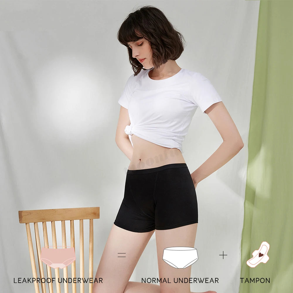 High Waist Absorbent Menstrual Boxer Shorts for Women - Heavy Flow Period Panties