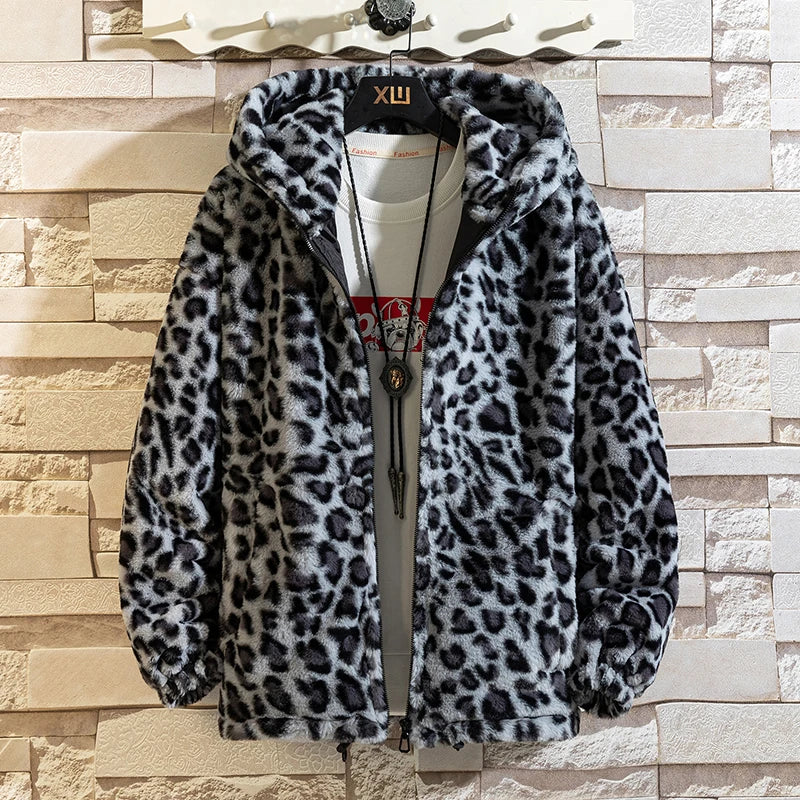 Unisex Leopard Printed Cotton-Padded Jacket