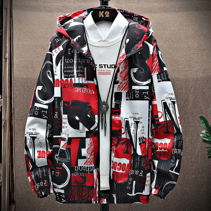 Men's Graffiti Hooded Zip-Up Jacket