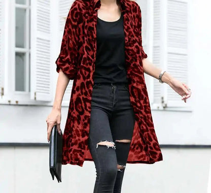 Women's Casual Leopard Print Cardigan - Various Colors