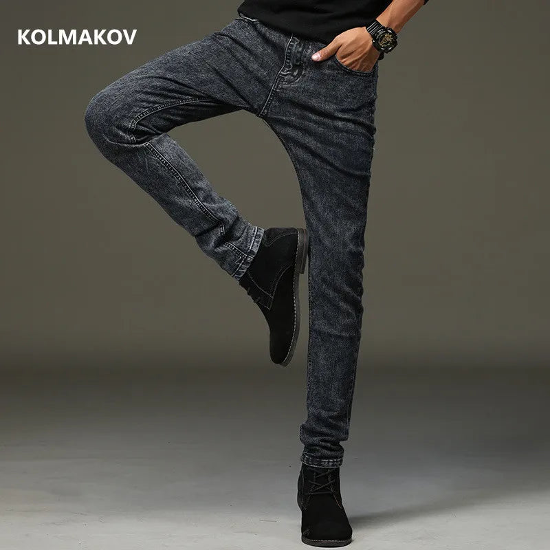 Kolmakov Men's Distressed Skinny Jeans - Stylish Stretch Slim Fit