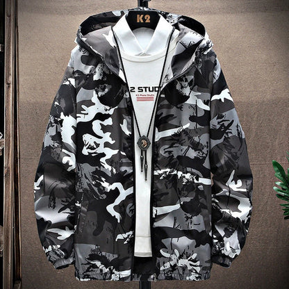 Men's Graffiti Hooded Zip-Up Jacket