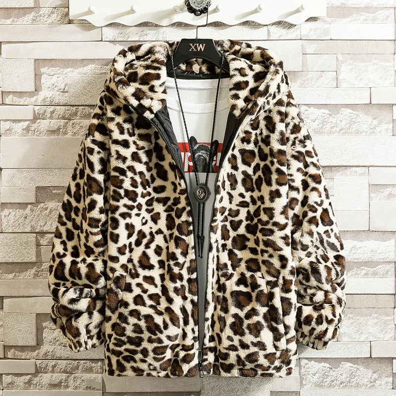 Unisex Leopard Printed Cotton-Padded Jacket