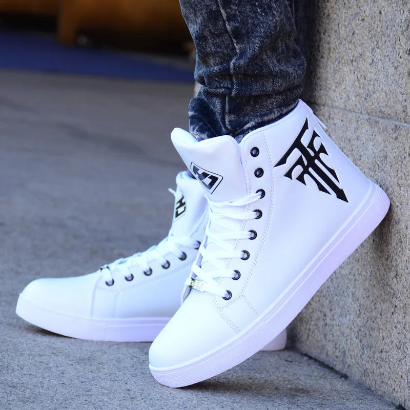 Men's High-Top Lace-Up Vulcanized Sneakers