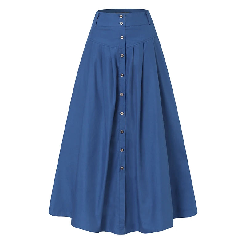 High Waist Button Maxi Skirts for Women - Various Colors