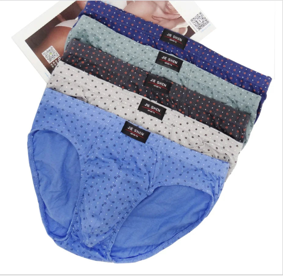 5-Pack 100% Cotton Men's Comfortable Briefs - Various Colors