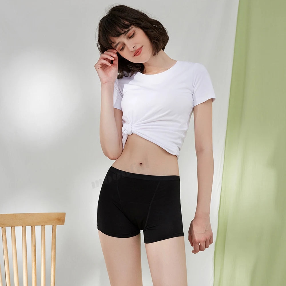 High Waist Absorbent Menstrual Boxer Shorts for Women - Heavy Flow Period Panties