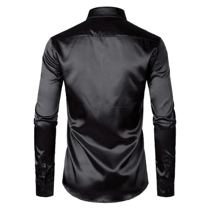 Slim Fit Men's Satin Silk Tuxedo Shirt - Various Colors