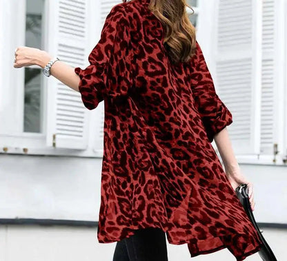 Women's Casual Leopard Print Cardigan - Various Colors