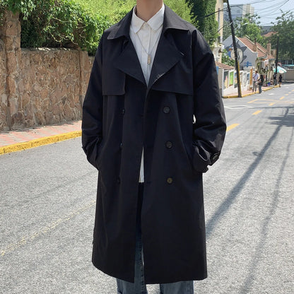 Korean-Inspired Trench Coat for Men - Streetwear Windbreaker Style