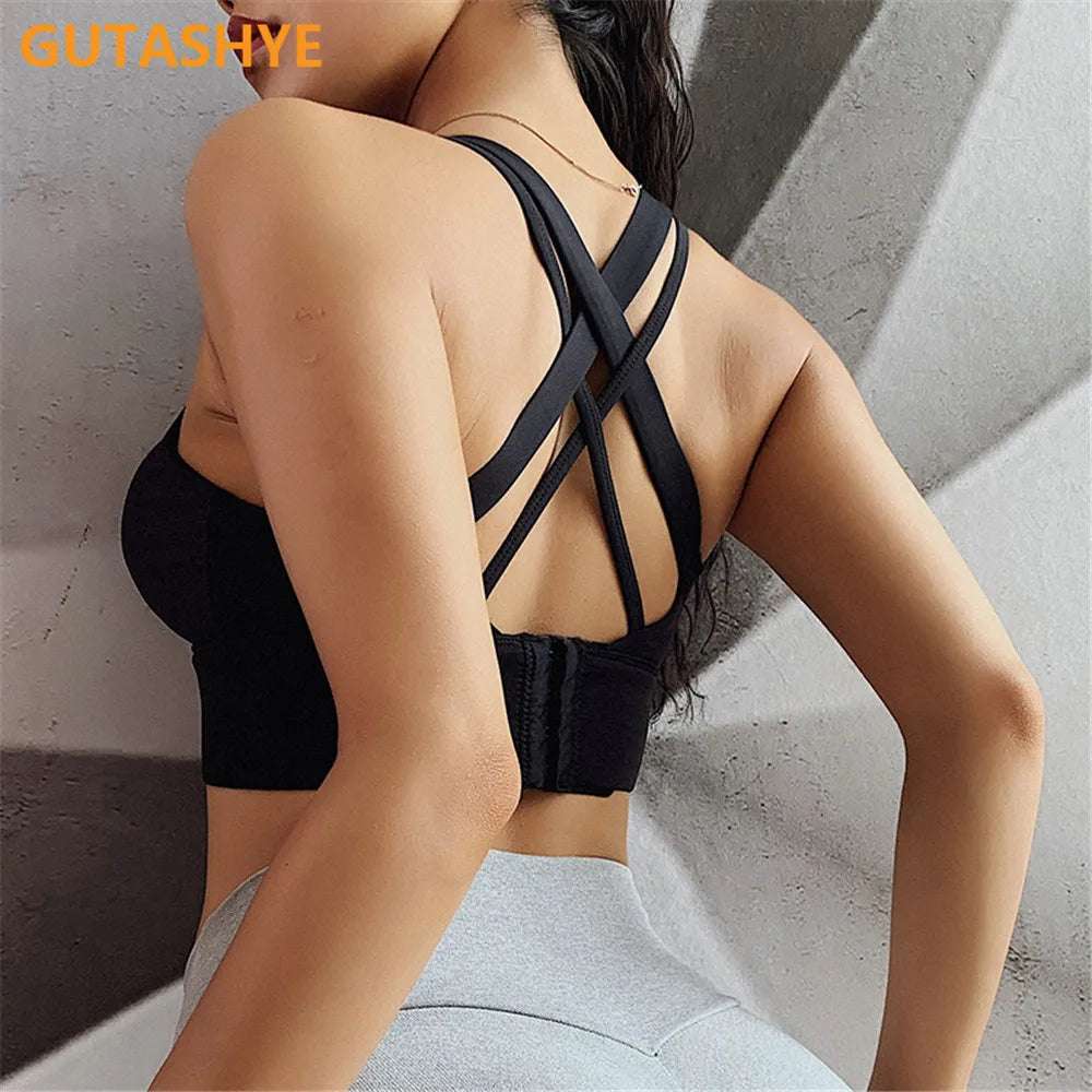 Women's Sports Bra with Push-Up and Back Closure