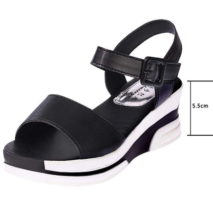 Women's Soft Faux Leather Platform Wedge Sandals