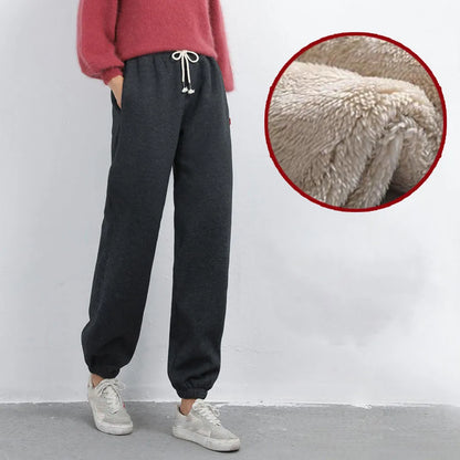 Women's Casual Style Thick Fleece Joggers - Various Colors