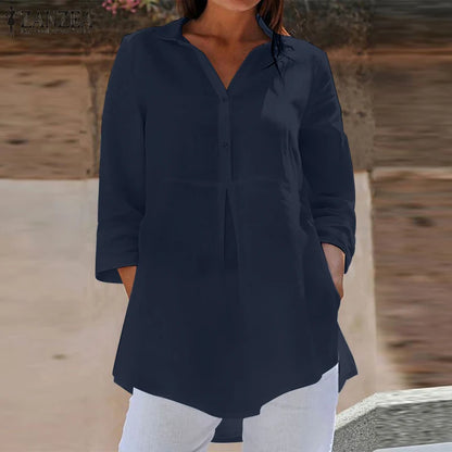 Womens 3/4 Sleeve Casual Style Shirt -  Loose Fit - Various Colors