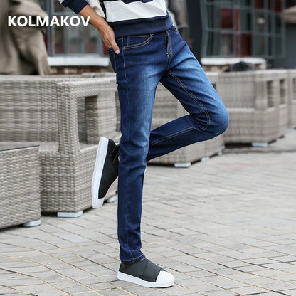 Kolmakov Men's Distressed Skinny Jeans - Stylish Stretch Slim Fit