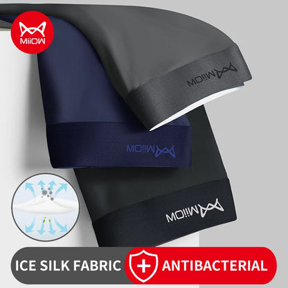 3-Pack Antibacterial Ice Silk Boxer Shorts with Elastic Waist