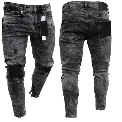 Men's Distressed Stretch Denim Jeans - Slim Fit - Various Colors