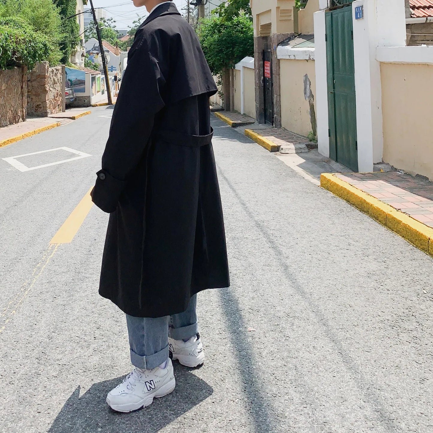 Korean-Inspired Trench Coat for Men - Streetwear Windbreaker Style