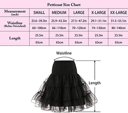 Women's Retro Tulle Petticoat Half Slip Tutu Underskirt - Various Colors