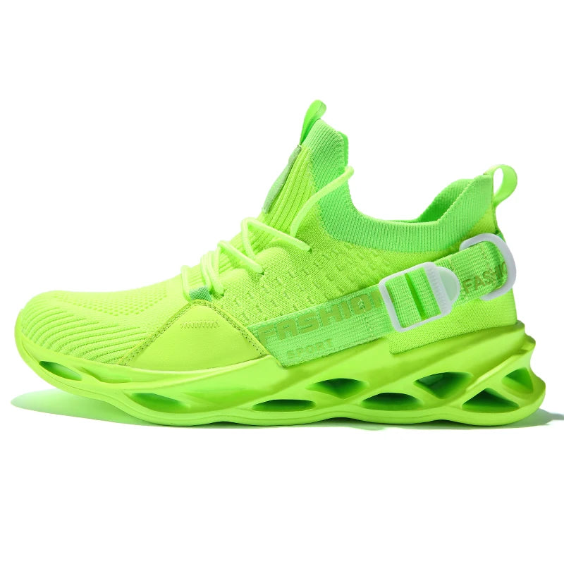 Men's Lightweight Fluorescent Running Sneakers - Breathable, Comfortable, Non-Slip-Various Colors