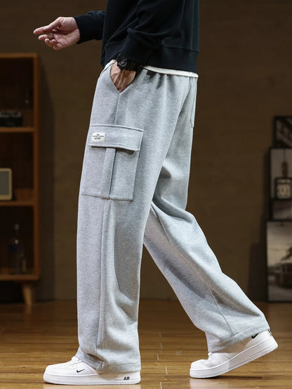 Men's Loose Fit Drawstring Waist Sweatpants with Multiple Pockets