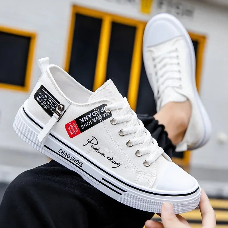 Men's Graffiti-Print Canvas Lace-Up Sneakers