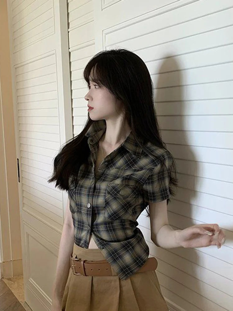 Retro Women's Plaid Checkered Casual Shirt