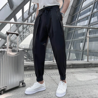 Men's Loose Fit Drape Pants with Elastic Waistband - Various Colors