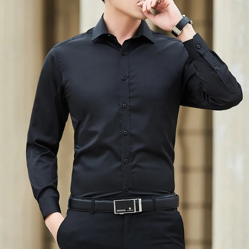 Men's Slim Fit Long Sleeve Formal Cotton Shirt