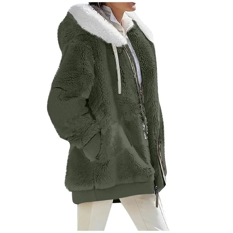 Womens  Fleece Lined Hooded Jacket - Various Colors