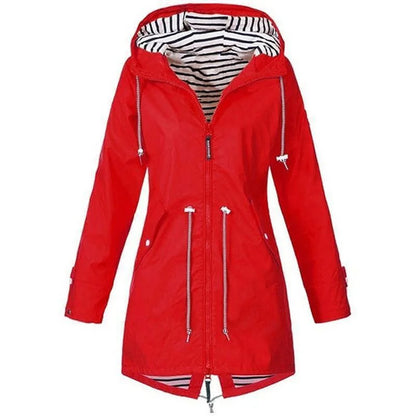 Women's Lightweight Waterproof Raincoat with Drawstring Fastening