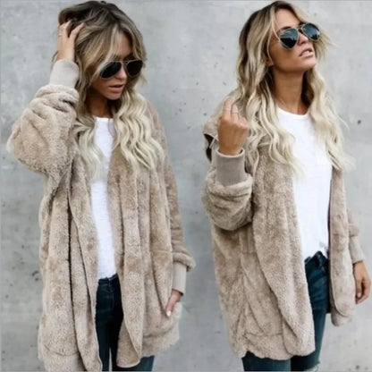 Women's Oversized Hooded Fleece Cardigan