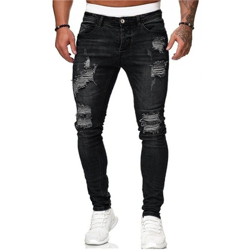 Men's Ripped Stretch Skinny Jeans - Various Colors