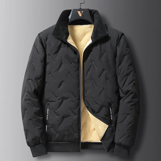  Men's Casual Thickened Wool-Cotton Padded Jacket