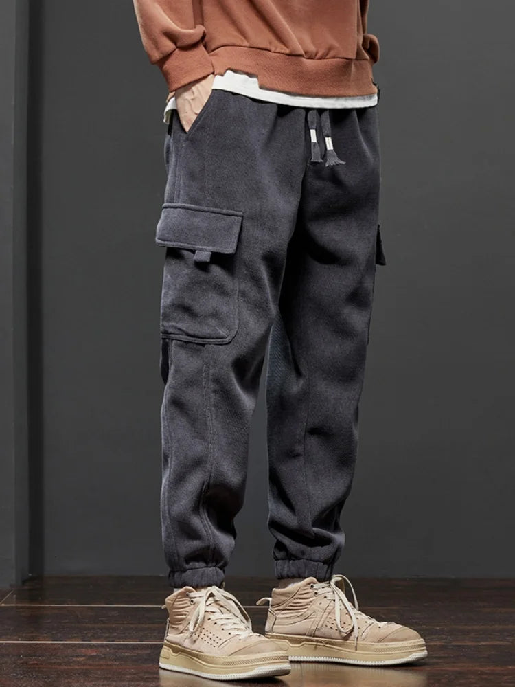 Men's Straight-Leg Joggers with Elastic Waist and Side Pockets