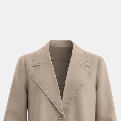 Mia Muse Women's Apricot Single-Breasted Long Sleeve Lapel Coat