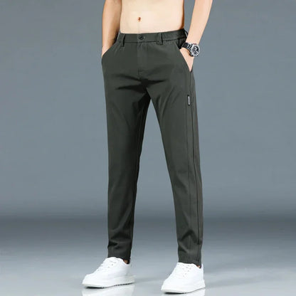 Slim Fit Stretch Men's Casual Pants with Elastic Waistband - Various Colors