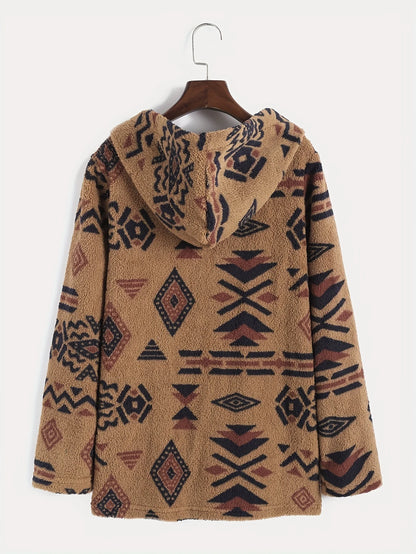 Women's Ultra-Fine Austrian Plush Coat with Aztec National Print