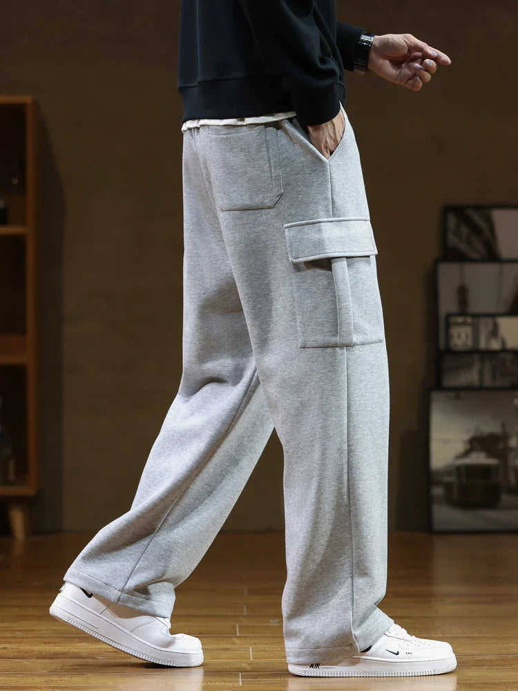 Men's Loose Fit Drawstring Waist Sweatpants with Multiple Pockets