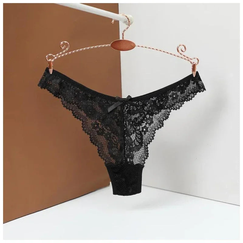 Lace Jacquard G-String Thong Panties for Women -  T-Back Cotton Undergarment