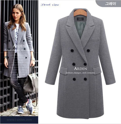 Women's Woollen Long Coat - Various Colors